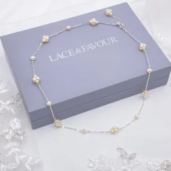 Lace & Favour Mother Of The Groom Gifts | Mother Of The Bride Gifts*Eliana Freshwater Pearl Cluster Chain Necklace Ivory/ Silver