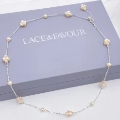 Lace & Favour Mother Of The Groom Gifts | Mother Of The Bride Gifts*Eliana Freshwater Pearl Cluster Chain Necklace Ivory/ Silver