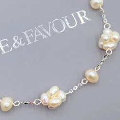 Lace & Favour Mother Of The Groom Gifts | Mother Of The Bride Gifts*Eliana Freshwater Pearl Cluster Chain Necklace Ivory/ Silver
