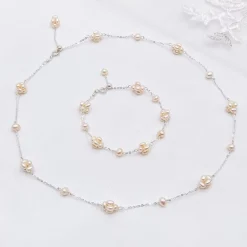 Lace & Favour Mother Of The Groom Gifts | Mother Of The Bride Gifts*Eliana Freshwater Pearl Cluster Chain Necklace Ivory/ Silver