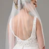 Twilight Designs Single Tier Veils | Elbow Length Veils*Elmira Single Tier Delicate Beaded Edge Veil Ivory