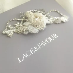 Beads & Beyond Vintage Headpieces | Silver Hair Accessories*Elsie Vintage Floral Hair Comb with Diamante Drapes Ivory/Silver