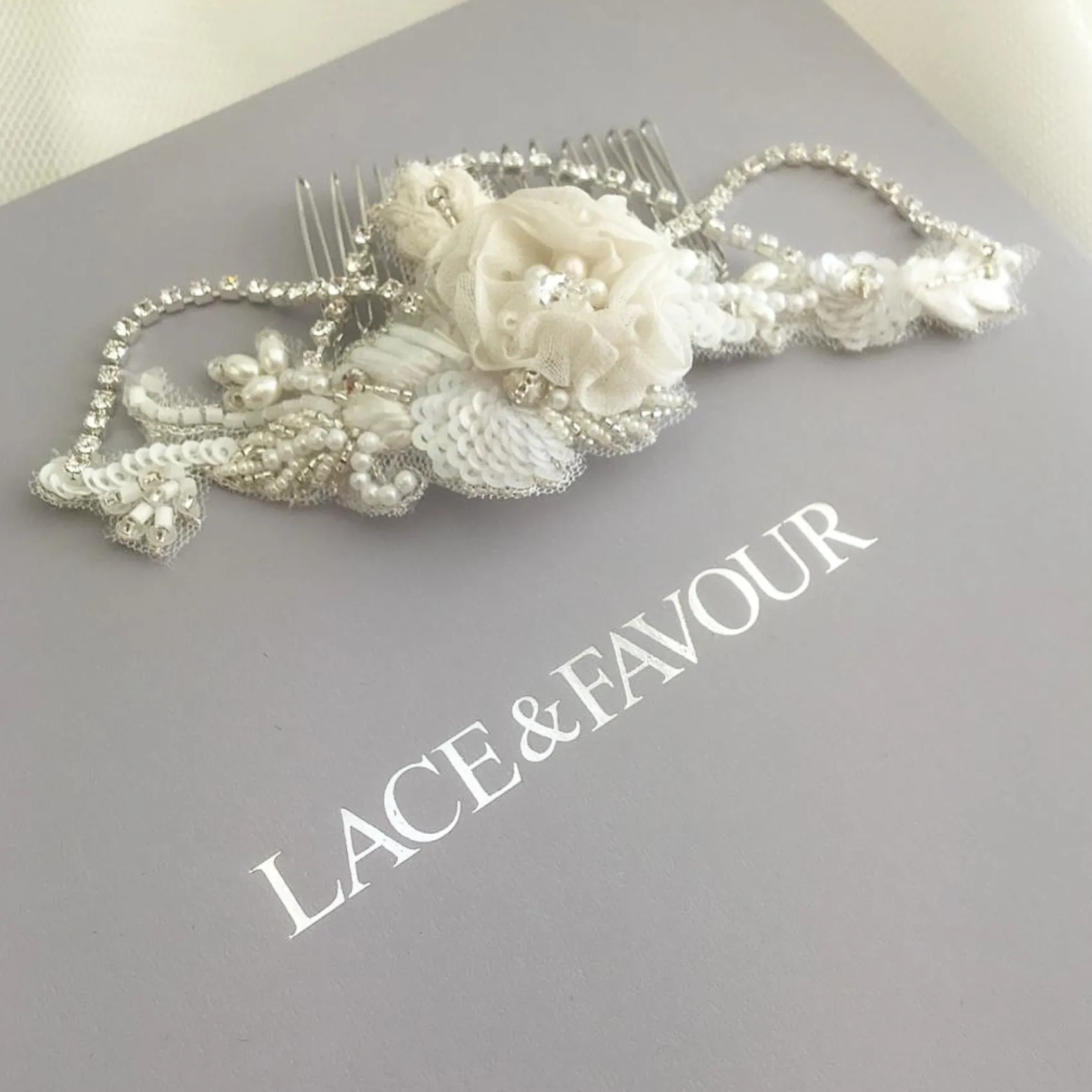 Beads & Beyond Vintage Headpieces | Silver Hair Accessories*Elsie Vintage Floral Hair Comb with Diamante Drapes Ivory/Silver