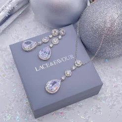 Lace & Favour Silver Prom Jewellery | Prom Earrings*Eternal Chandelier Crystal Wedding Earrings Silver