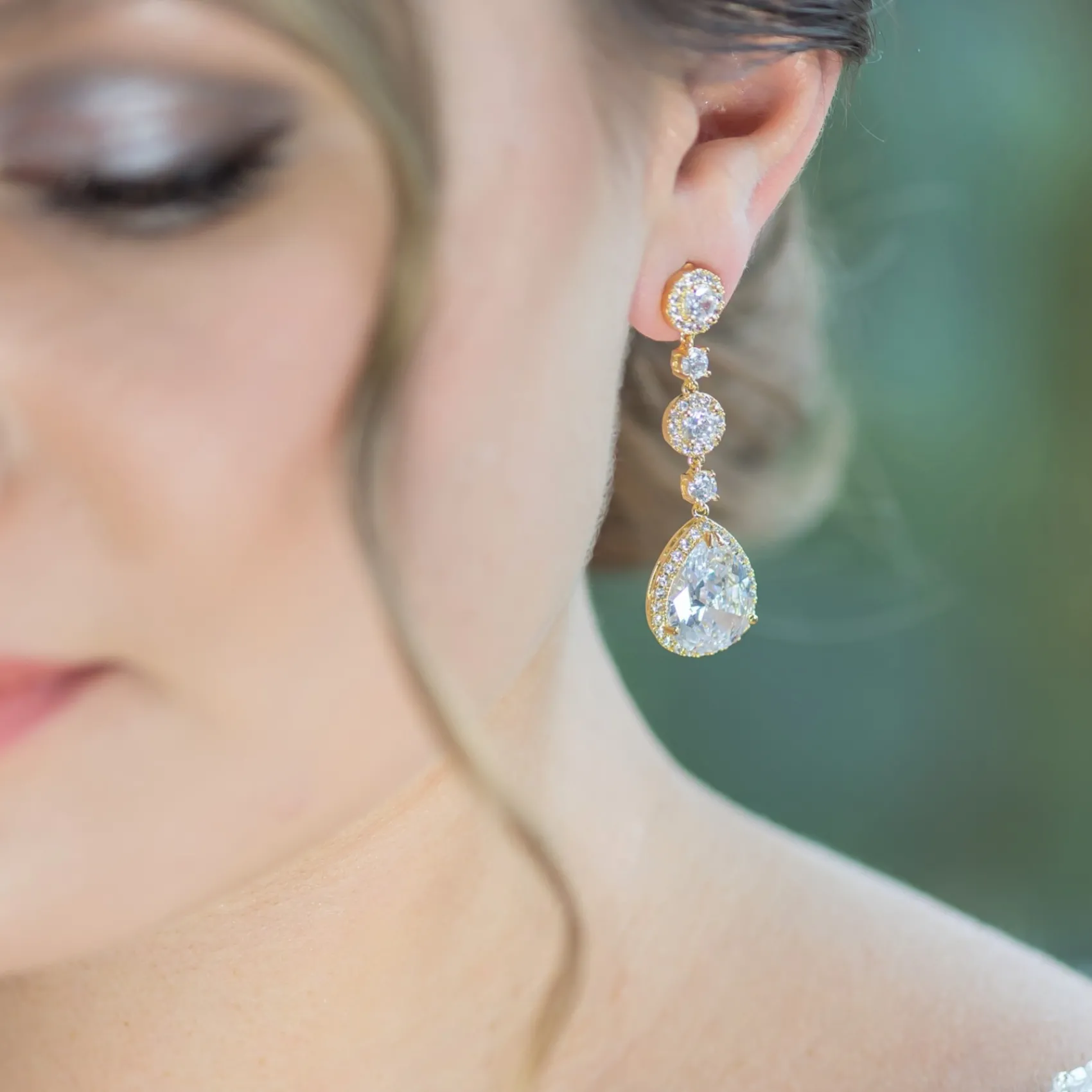 Lace & Favour Gold Prom Jewellery | Prom Earrings*Eternal Chandelier Crystal Wedding Earrings Gold