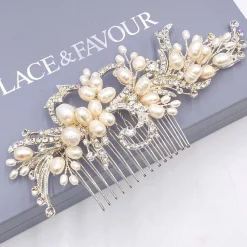 Twilight Designs Vintage Headpieces | Pearl Hair Accessories*Eugenie Vintage Freshwater Pearl and Diamante Hair Comb Ivory/ Silver