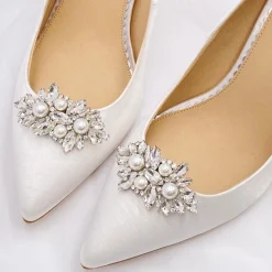 Lace & Favour Shoe Jewellery | Shoe Clips*Euphoria Pearl and Crystal Brooch Shoe Clips