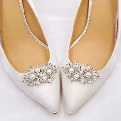 Lace & Favour Shoe Jewellery | Shoe Clips*Euphoria Pearl and Crystal Brooch Shoe Clips