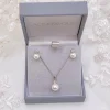 Lace & Favour Bridesmaid Gifts | Bride Gifts*Evie Dainty Pearl Stud Earring and Pendant Jewellery Set Ivory/ Silver