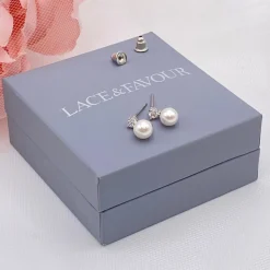 Lace & Favour Bridesmaid Gifts | Pearl Jewellery*Evie Dainty Pearl Stud Earrings Ivory/ Silver