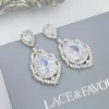 Lace & Favour Silver Prom Jewellery | Prom Earrings*Evita Statement Crystal Chandelier Wedding Earrings