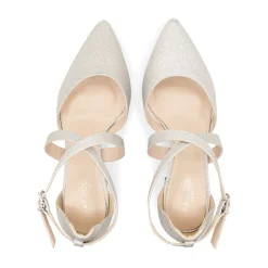 Paradox London Sparkly Prom Shoes | Silver Prom Shoes*Farrah Glitter Wide Fit Cross Strap Block Heels Silver