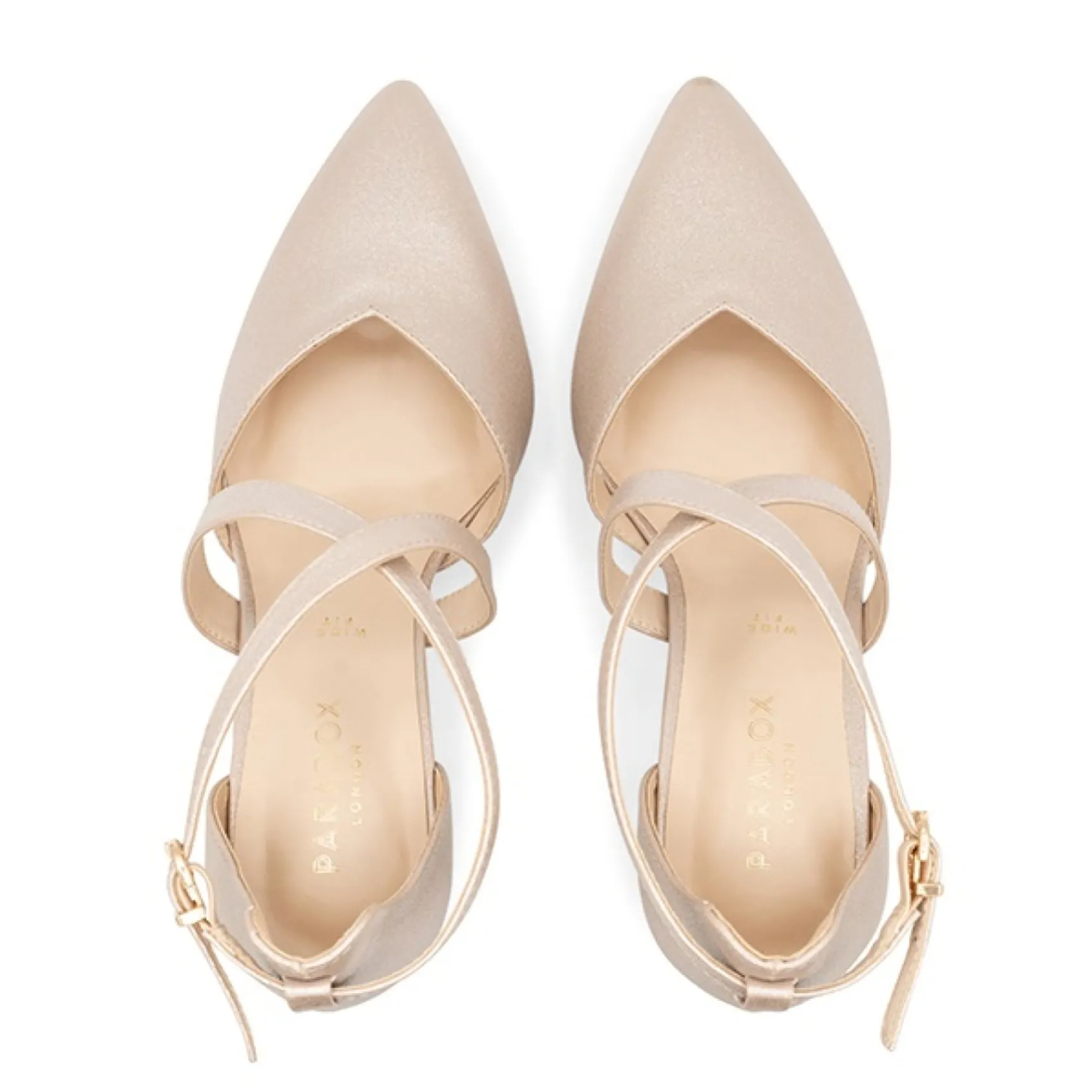 Paradox London Sparkly Prom Shoes | Pink Prom Shoes*Felicia Shimmer Wide Fit Block Heel Court Shoes Nude