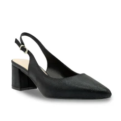Paradox London Sparkly Prom Shoes | Low Heel Prom Shoes*Flynn Shimmer Wide Fit Low Block Heel Slingbacks Black