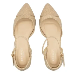 Paradox London Sparkly Prom Shoes | Gold Prom Shoes*Frankie Glitter Wide Fit Low Block Heel Court Shoes Champagne