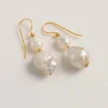 Freya Rose Pearl Jewellery | Gold Wedding Jewellery*Baroque Pearl Mid Gold Drop Earrings