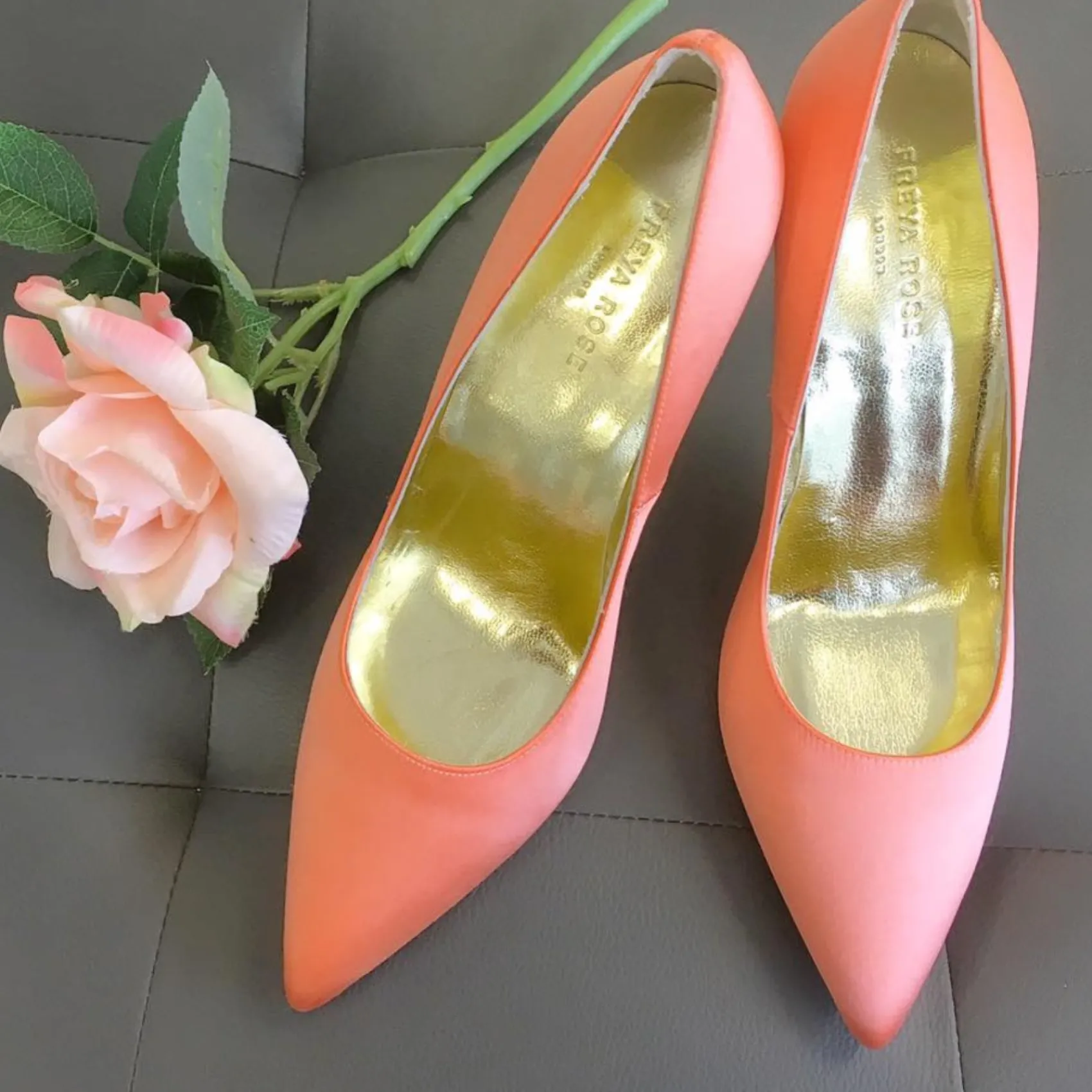 Freya Rose Wedding Shoes | High Heel*Charlie Satin Pointed Toe Court Shoes Ivory