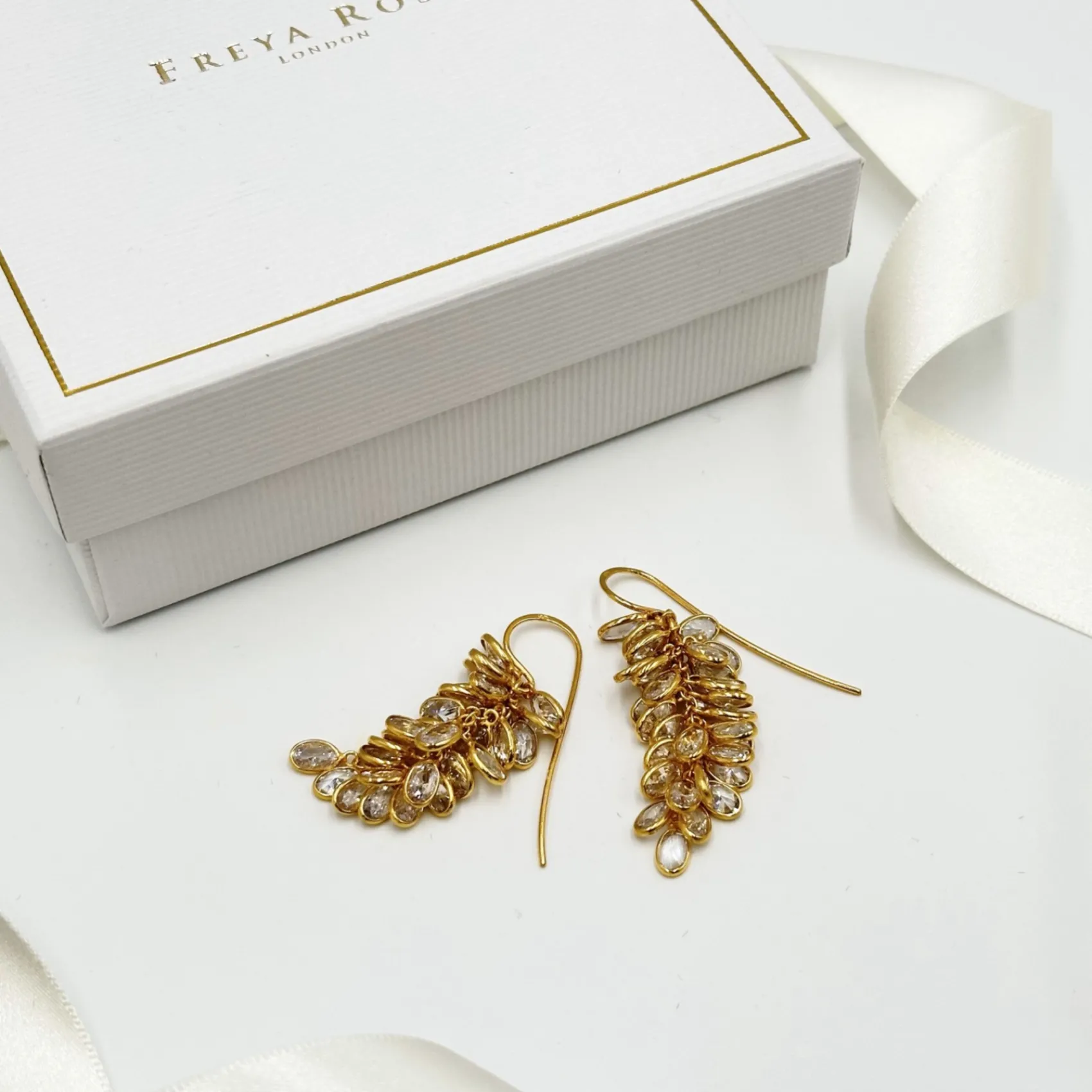 Freya Rose Crystal Jewellery | Gold Wedding Jewellery*22ct Gold Midi Crystal Drop Earrings