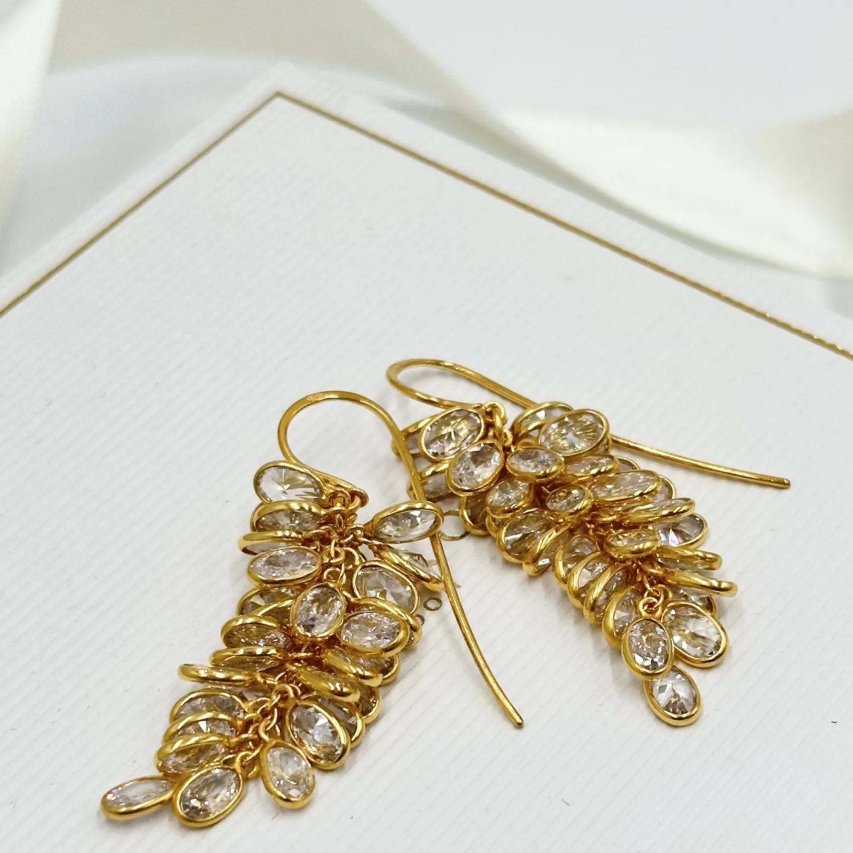Freya Rose Crystal Jewellery | Gold Wedding Jewellery*22ct Gold Midi Crystal Drop Earrings
