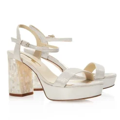 Freya Rose Wedding Guest Shoes | Wedding Shoes*Gigi Suede Chunky Platform Sandals Ivory