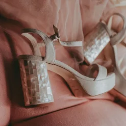 Freya Rose Wedding Guest Shoes | Wedding Shoes*Gigi Suede Chunky Platform Sandals Ivory