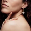 Freya Rose Pearl Jewellery | Gold Wedding Jewellery*Gold Mini Hoops with Mother of Pearl Star and Moon