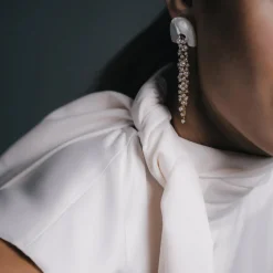 Freya Rose Pearl Jewellery | Gold Wedding Jewellery*Hakuro Gold Mother of Pearl Long Drop Earrings