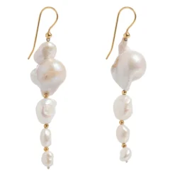 Freya Rose Pearl Jewellery | Gold Wedding Jewellery*Large Baroque Pearl Statement Gold Drop Earrings