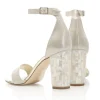 Freya Rose Wedding Guest Shoes | Wedding Shoes*Martene Suede Mother of Pearl Block Heel Sandals Champagne