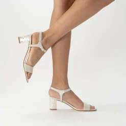 Freya Rose Wedding Guest Shoes | Mother Of The Bride Shoes*Martina Midi Ivory Suede Block Heel Sandals
