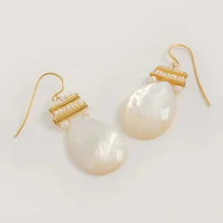 Freya Rose Pearl Jewellery | Gold Wedding Jewellery*Mother of Pearl Gold Pear Drop Earrings