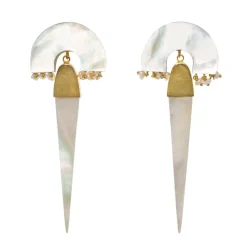 Freya Rose Pearl Jewellery | Gold Wedding Jewellery*Myla Ivory and Gold Mother of Pearl Statement Earrings