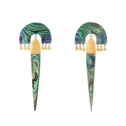 Freya Rose Pearl Jewellery | Gold Wedding Jewellery*Myla Verde Mother of Pearl Statement Earrings Green