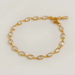 Freya Rose Gold Prom Jewellery | Prom Bracelets*Oval Crystal Gold Framed Bracelet