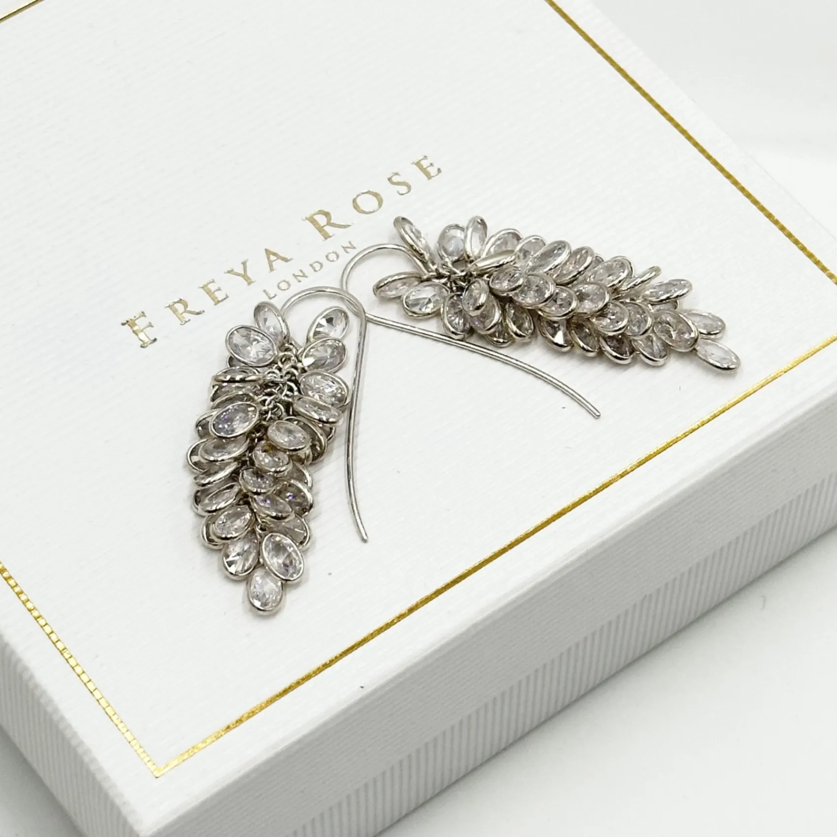 Freya Rose Crystal Jewellery | Silver Wedding Jewellery*Silver Midi Crystal Drop Earrings