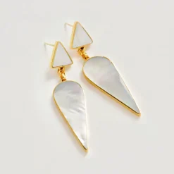 Freya Rose Pearl Jewellery | Gold Wedding Jewellery*Warrioress Wonder Mother of Pearl Drop Earrings Ivory/ Gold