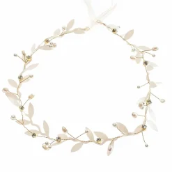 Poirier Gold Hair Accessories | Bridesmaid Hair Accessories*Gaia Leaf Bridal Boho Headband Gold