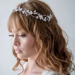 Twilight Designs Crystal Hair Accessories | Silver Hair Accessories*Gardenia Entwined Beaded and Crystal Floral Hair Vine Silver