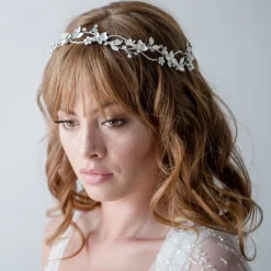 Twilight Designs Crystal Hair Accessories | Silver Hair Accessories*Gardenia Entwined Beaded and Crystal Floral Hair Vine Silver