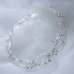 Twilight Designs Crystal Hair Accessories | Silver Hair Accessories*Gardenia Entwined Beaded and Crystal Floral Hair Vine Silver