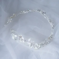 Twilight Designs Crystal Hair Accessories | Silver Hair Accessories*Gardenia Entwined Beaded and Crystal Floral Hair Vine Silver