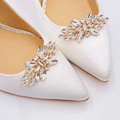 Lace & Favour Bride Gifts | Shoe Jewellery*Glamour Classic Crystal Shoe Clips Gold