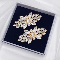 Lace & Favour Bride Gifts | Shoe Jewellery*Glamour Classic Crystal Shoe Clips Gold