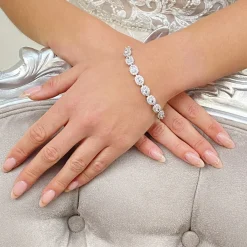 Lace & Favour Silver Prom Jewellery | Prom Bracelets*Grosvenor Oval Crystal Embellished Wedding Bracelet Silver