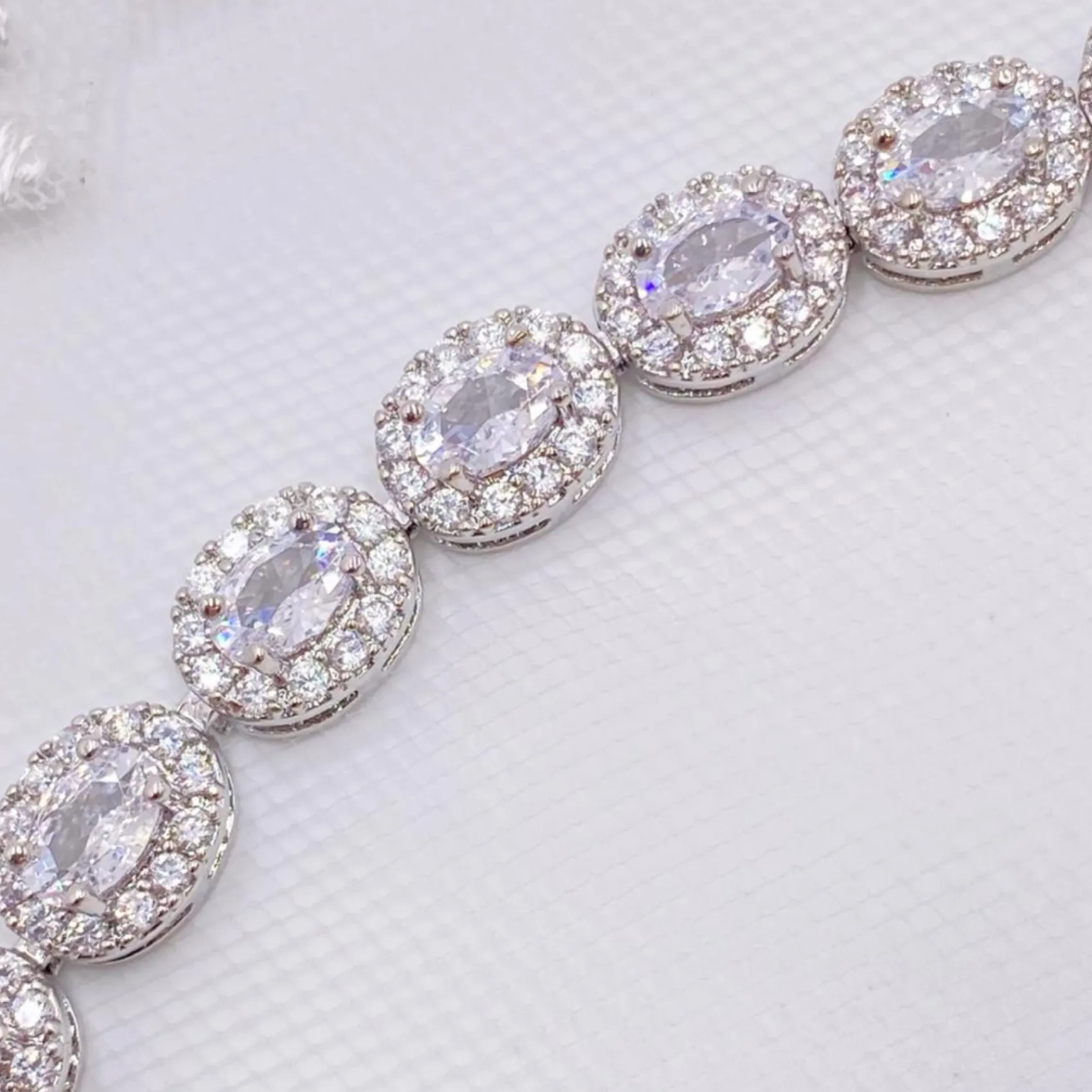 Lace & Favour Silver Prom Jewellery | Prom Bracelets*Grosvenor Oval Crystal Embellished Wedding Bracelet Silver