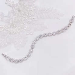Lace & Favour Silver Prom Jewellery | Prom Bracelets*Grosvenor Oval Crystal Embellished Wedding Bracelet Silver