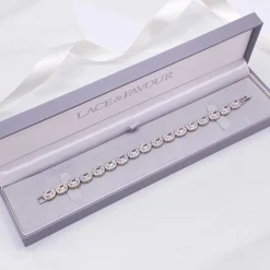 Lace & Favour Silver Prom Jewellery | Prom Bracelets*Grosvenor Oval Crystal Embellished Wedding Bracelet Silver