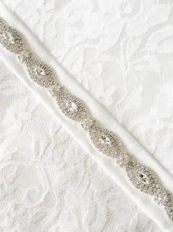 Beads & Beyond Wedding Dress Belts*Hadley Narrow Oval Diamante Bridal Belt