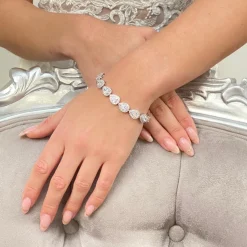Lace & Favour Silver Prom Jewellery | Prom Bracelets*Hampton Teardrop Cubic Zirconia Wedding Bracelet Silver