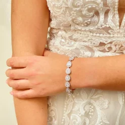 Lace & Favour Silver Prom Jewellery | Prom Bracelets*Hampton Teardrop Cubic Zirconia Wedding Bracelet Silver